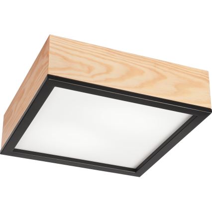 Griestu lampa NATURAL SQUARE 2xE27/15W/230V 31x31 cm priede/melna