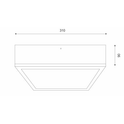 Griestu lampa NATURAL SQUARE 2xE27/15W/230V 31x31 cm priede/melna