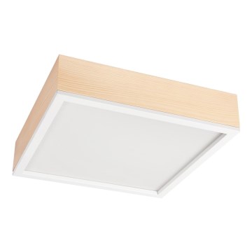 Griestu lampa NATURAL SQUARE 4xE27/15W/230V 39x39 cm priede/balta