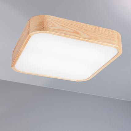 Griestu lampa NATURAL SQUARE 4xE27/15W/230V 45x45 cm priede