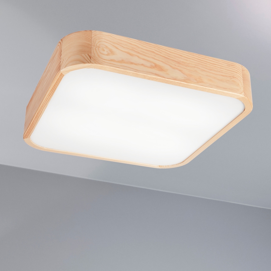 Griestu lampa NATURAL SQUARE 4xE27/15W/230V 45x45 cm priede