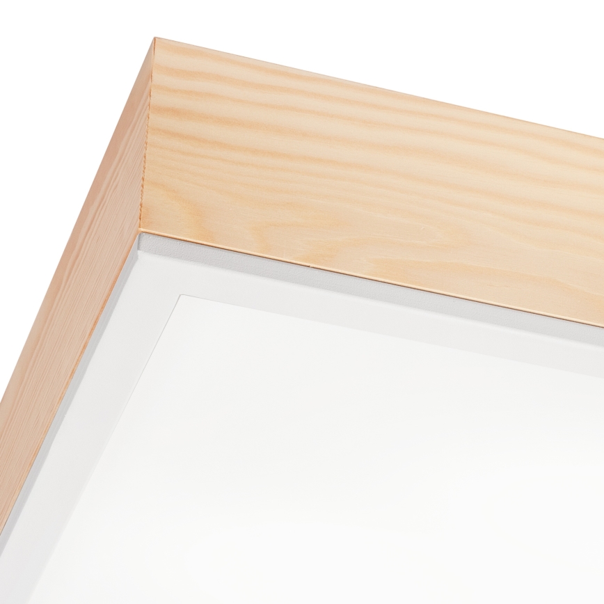 Griestu lampa NATURAL SQUARE 4xE27/15W/230V 48x48 cm priede/balta