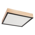 Griestu lampa NATURAL SQUARE 4xE27/15W/230V 48x48 cm priede/melna