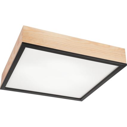 Griestu lampa NATURAL SQUARE 4xE27/15W/230V 48x48 cm priede/melna