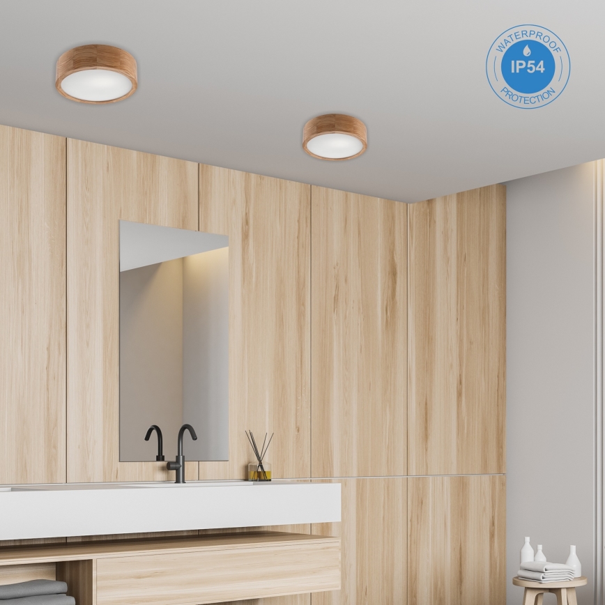 Vannas istabas griestu lampa OAK 2xE27/15W/230V IP54 ozols ø 27 cm - FSC sertificēts