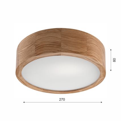 Vannas istabas griestu lampa OAK 2xE27/15W/230V IP54 ozols ø 27 cm - FSC sertificēts