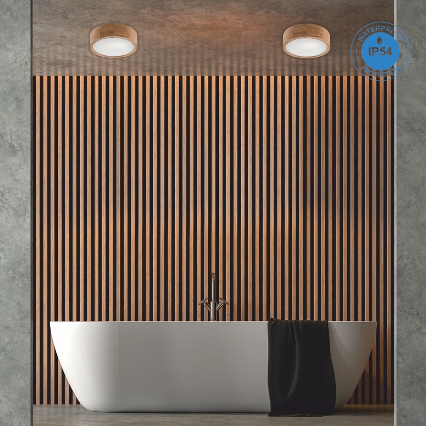 Vannas istabas griestu lampa OAK 2xE27/15W/230V IP54 ozols ø 27 cm