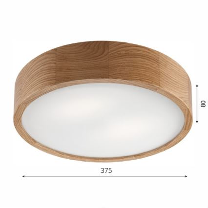 Griestu lampa OAK 2xE27/60W/230V ozols ø 37,5 cm - FSC sertificēts