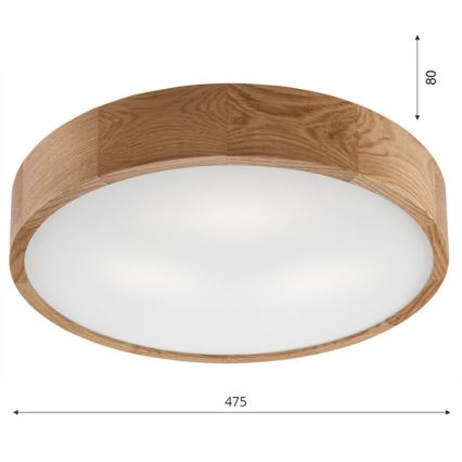 Griestu lampa OAK 3xE27/60W/230V ozols ø 47,5 cm - FSC sertificēts