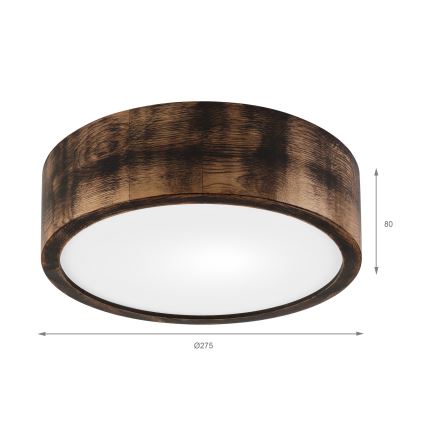 Griestu lampa OAK SMOKY 1xE27/15W/230V ø 27,5 cm ozols/tumši brūna
