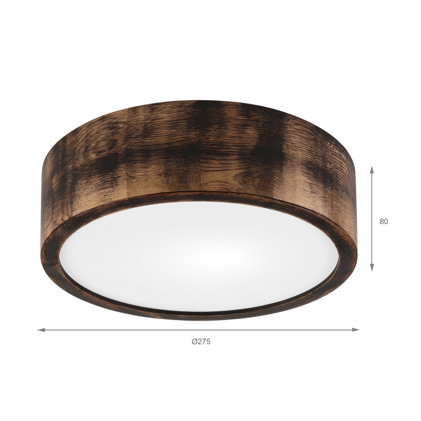 Griestu lampa OAK SMOKY 1xE27/15W/230V ø 27,5 cm ozols/tumši brūna