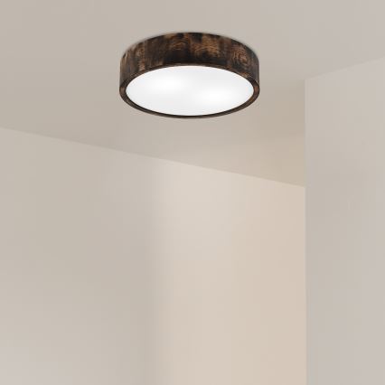 Griestu lampa OAK SMOKY 2xE27/15W/230V ø 37,5 cm ozols/tumši brūna