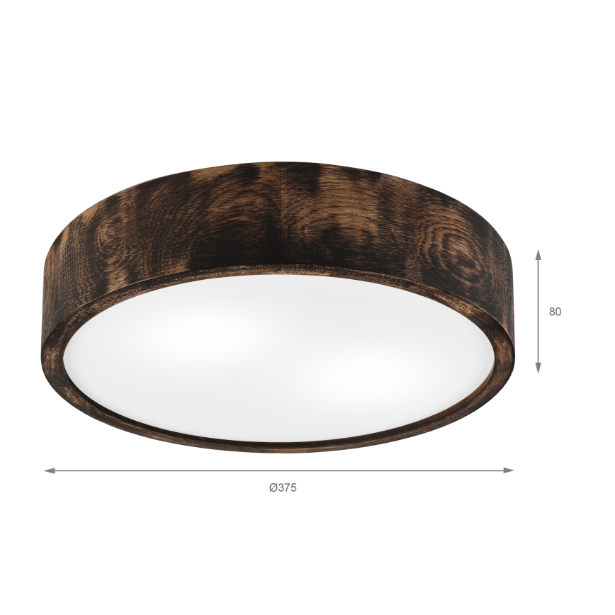 Griestu lampa OAK SMOKY 2xE27/15W/230V ø 37,5 cm ozols/tumši brūna
