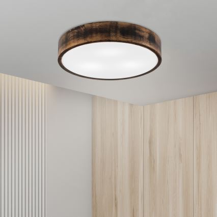 Griestu lampa OAK SMOKY 3xE27/15W/230V ø 47,5 cm ozols/tumši brūna