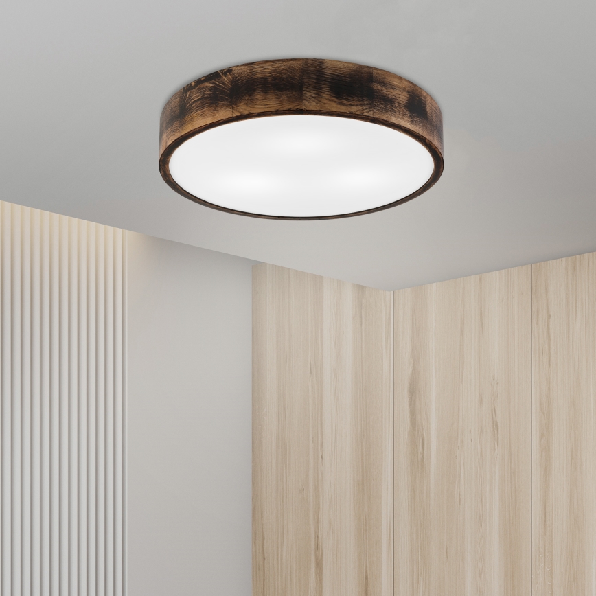 Griestu lampa OAK SMOKY 3xE27/15W/230V ø 47,5 cm ozols/tumši brūna