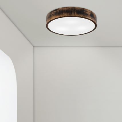 Griestu lampa OAK SMOKY 3xE27/15W/230V ø 47,5 cm ozols/tumši brūna