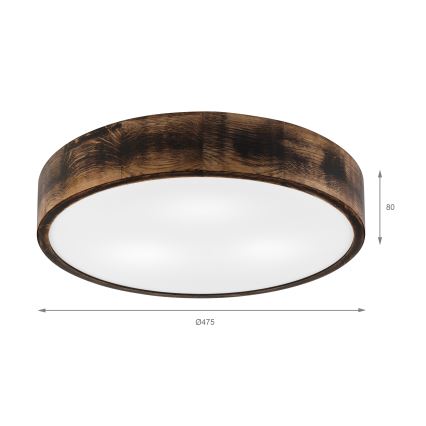 Griestu lampa OAK SMOKY 3xE27/15W/230V ø 47,5 cm ozols/tumši brūna