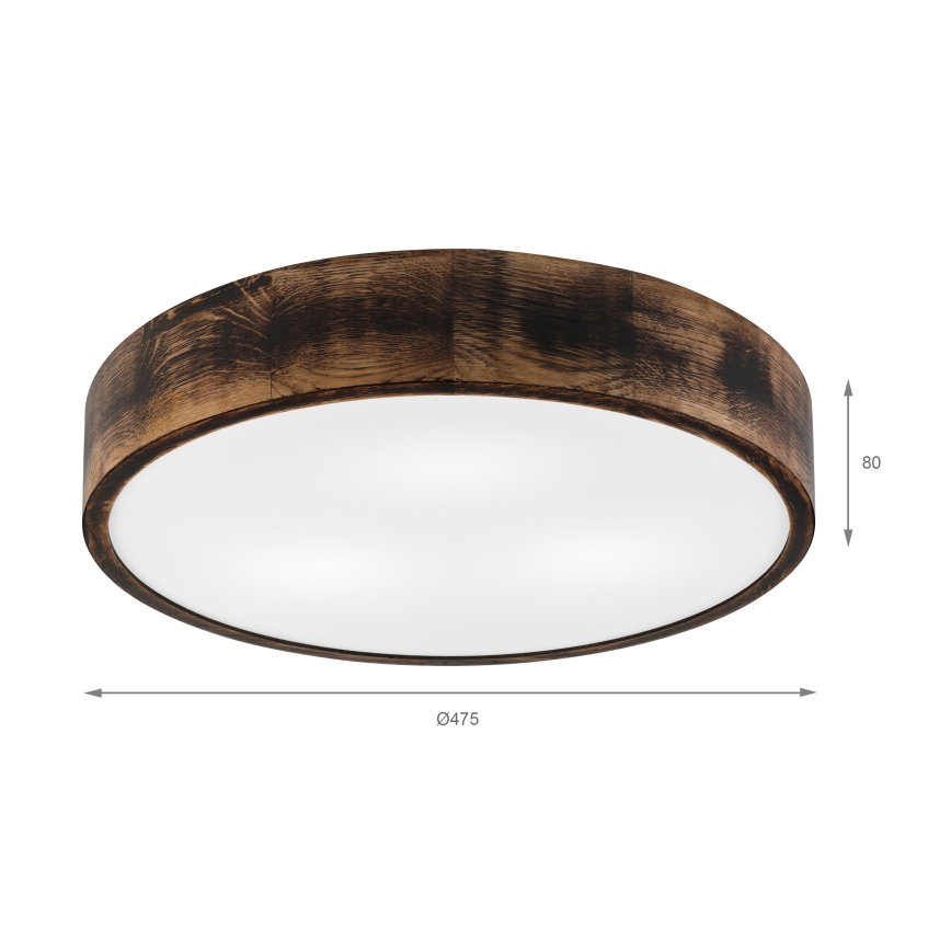 Griestu lampa OAK SMOKY 3xE27/15W/230V ø 47,5 cm ozols/tumši brūna