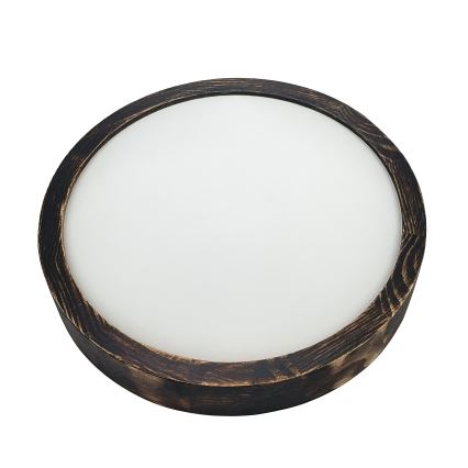 Griestu lampa OAK SMOKY SLIM 1xE27/15W/230V Ø 27 cm, ozola/tumši brūna