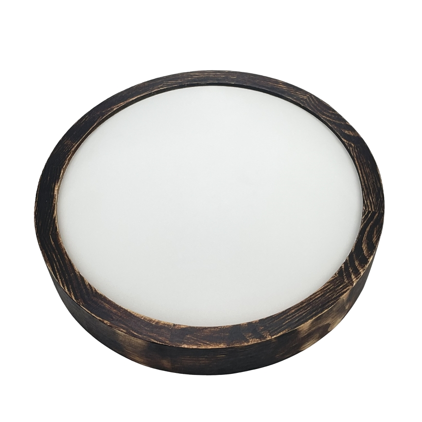 Griestu lampa OAK SMOKY SLIM 1xE27/15W/230V Ø 27 cm, ozola/tumši brūna