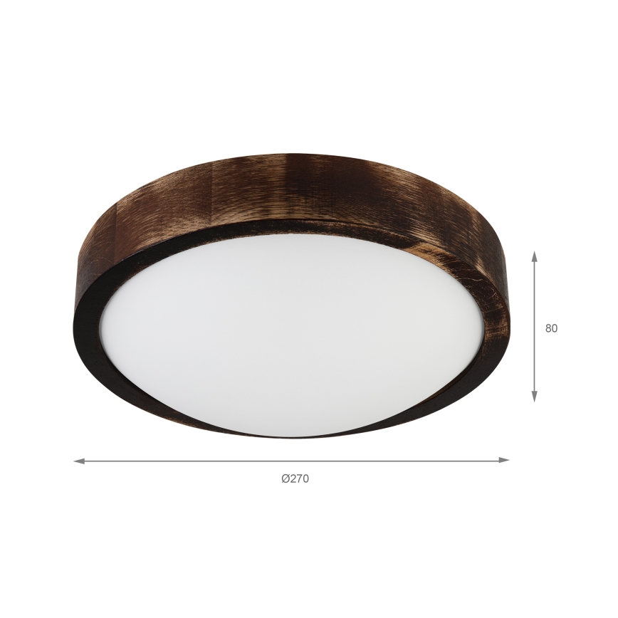 Griestu lampa OAK SMOKY SLIM 1xE27/15W/230V Ø 27 cm, ozola/tumši brūna