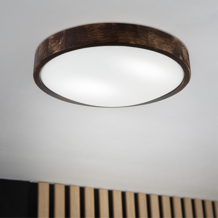 Griestu lampa OAK SMOKY SLIM 2xE27/15W/230V Ø 37 cm ozols / tumši brūns