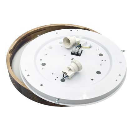 Griestu lampa OAK SMOKY SLIM 2xE27/15W/230V Ø 37 cm ozols / tumši brūns