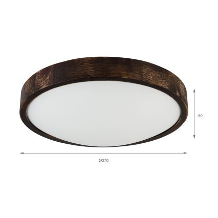 Griestu lampa OAK SMOKY SLIM 2xE27/15W/230V Ø 37 cm ozols / tumši brūns