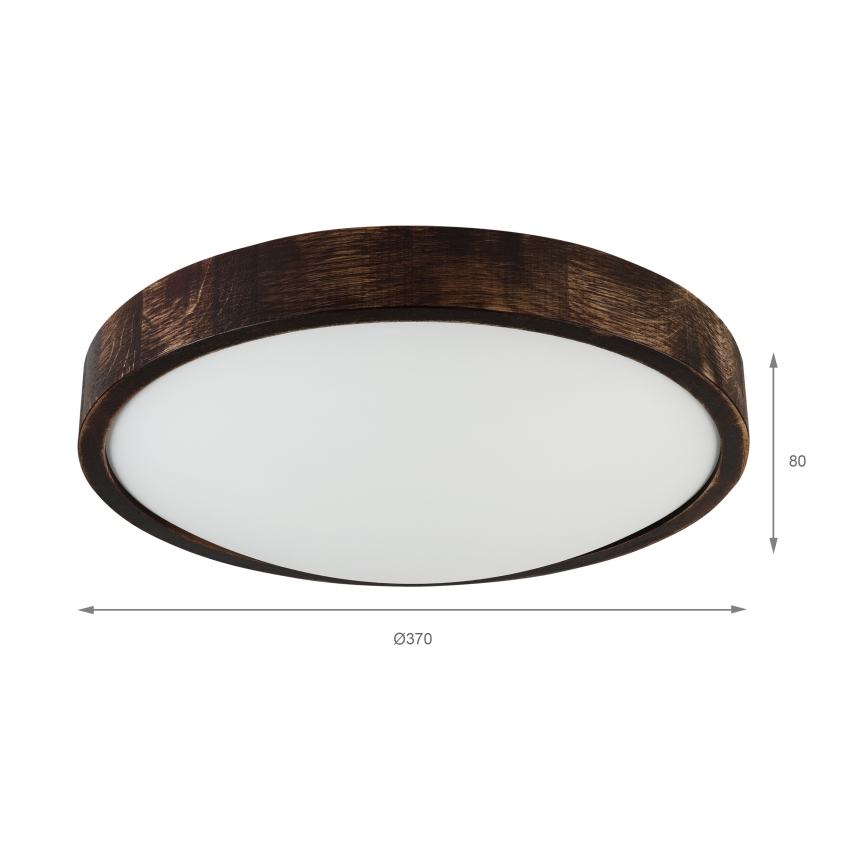 Griestu lampa OAK SMOKY SLIM 2xE27/15W/230V Ø 37 cm ozols / tumši brūns