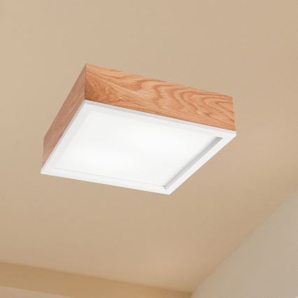 Griestu lampa OAK SQUARE 2xE27/15W/230V 31x31 cm ozols/balta