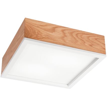 Griestu lampa OAK SQUARE 2xE27/15W/230V 31x31 cm ozols/balta