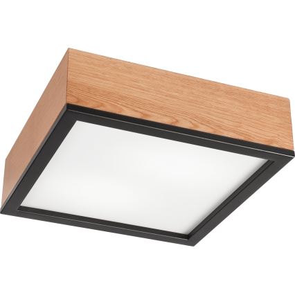 Griestu lampa OAK SQUARE 2xE27/15W/230V 31x31 cm ozols/melna