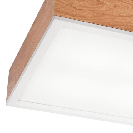 Griestu lampa OAK SQUARE 4xE27/15W/230V 39x39 cm ozols/balta