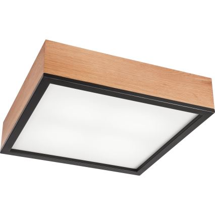 Griestu lampa OAK SQUARE 4xE27/15W/230V 39x39 cm ozols/melna