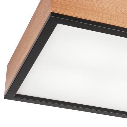 Griestu lampa OAK SQUARE 4xE27/15W/230V 39x39 cm ozols/melna