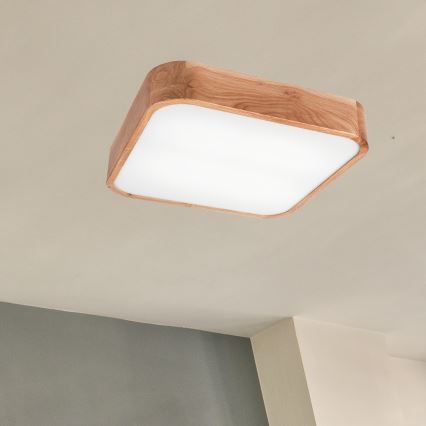 Griestu lampa OAK SQUARE 4xE27/15W/230V 45x45 cm ozols