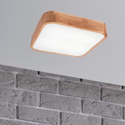 Griestu lampa OAK SQUARE 4xE27/15W/230V 45x45 cm ozols