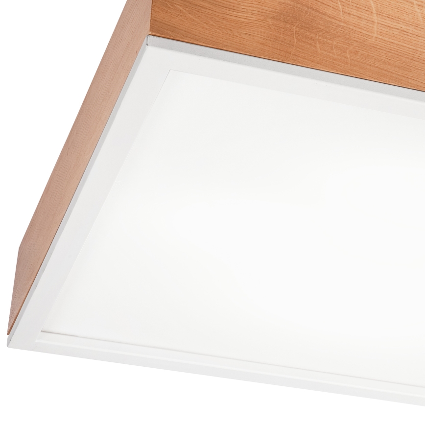 Griestu lampa OAK SQUARE 4xE27/15W/230V 48x48 cm ozols/balta
