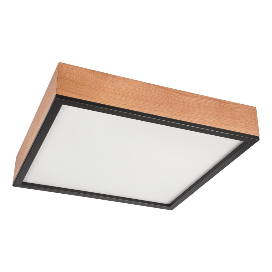 Griestu lampa OAK SQUARE 4xE27/15W/230V 48x48 cm ozols/melna