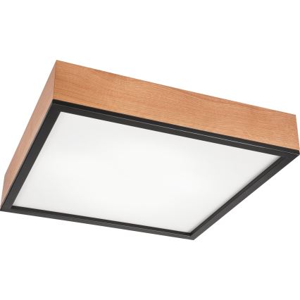 Griestu lampa OAK SQUARE 4xE27/15W/230V 48x48 cm ozols/melna