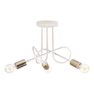Griestu lampa OXFORD, virsmas montāža, 3xE27/15W/230V, misiņš/balts