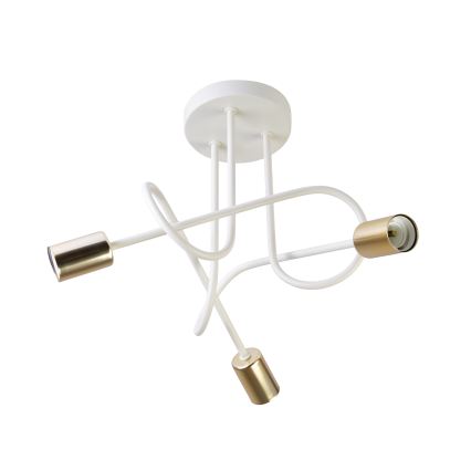 Griestu lampa OXFORD, virsmas montāža, 3xE27/15W/230V, misiņš/balts