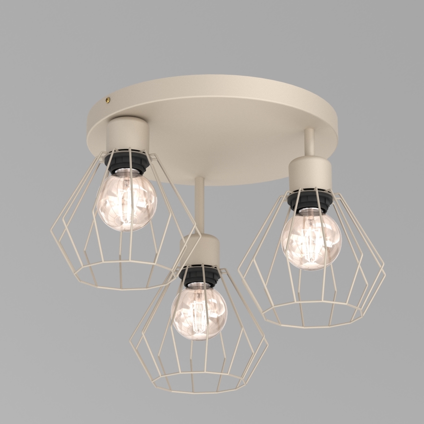 Griestu lampa PARKLA 3xE27/15W/230V bēša