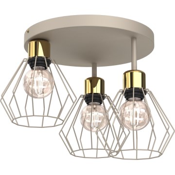 Griestu lampa PARKLA 3xE27/15W/230V bēša/zelta