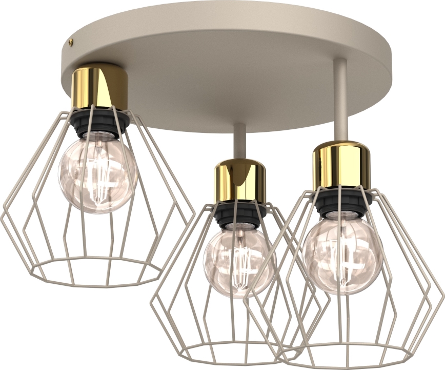 Griestu lampa PARKLA 3xE27/15W/230V bēša/zelta