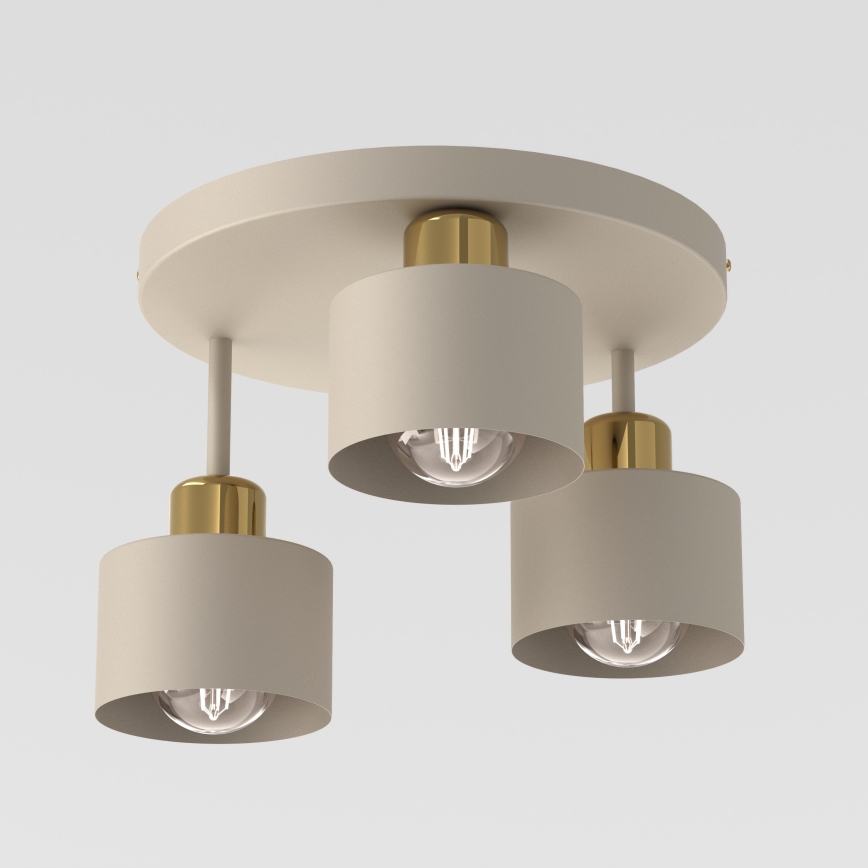 Griestu lampa PARKLA 3xE27/15W/230V bēša/zelta