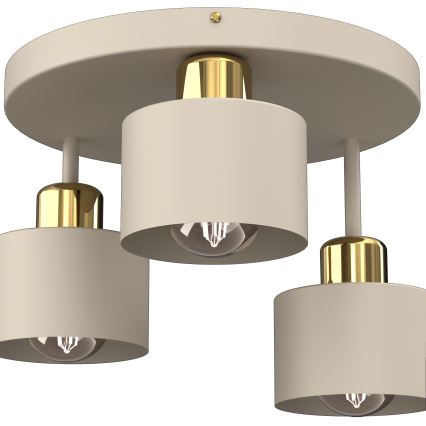 Griestu lampa PARKLA 3xE27/15W/230V bēša/zelta