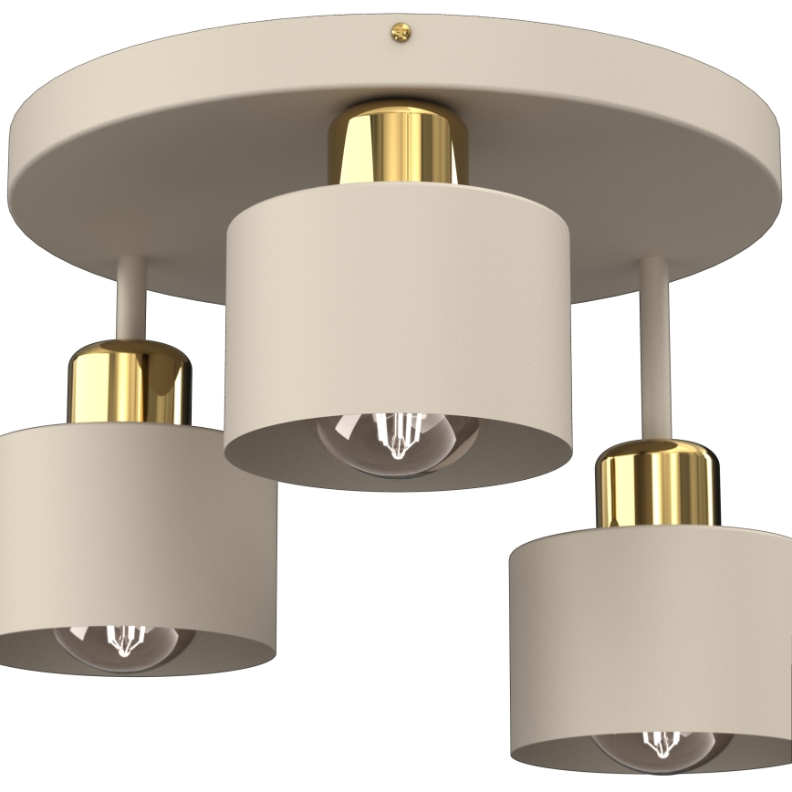 Griestu lampa PARKLA 3xE27/15W/230V bēša/zelta