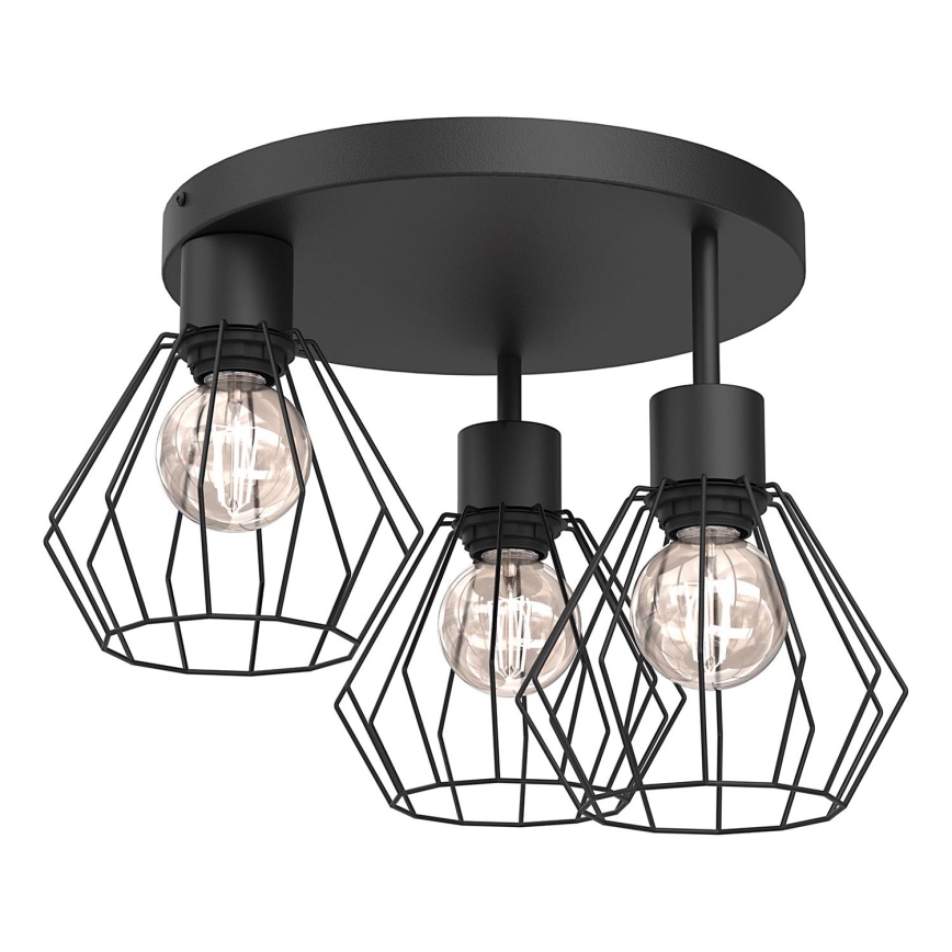 Griestu lampa PARKLA 3xE27/15W/230V melna