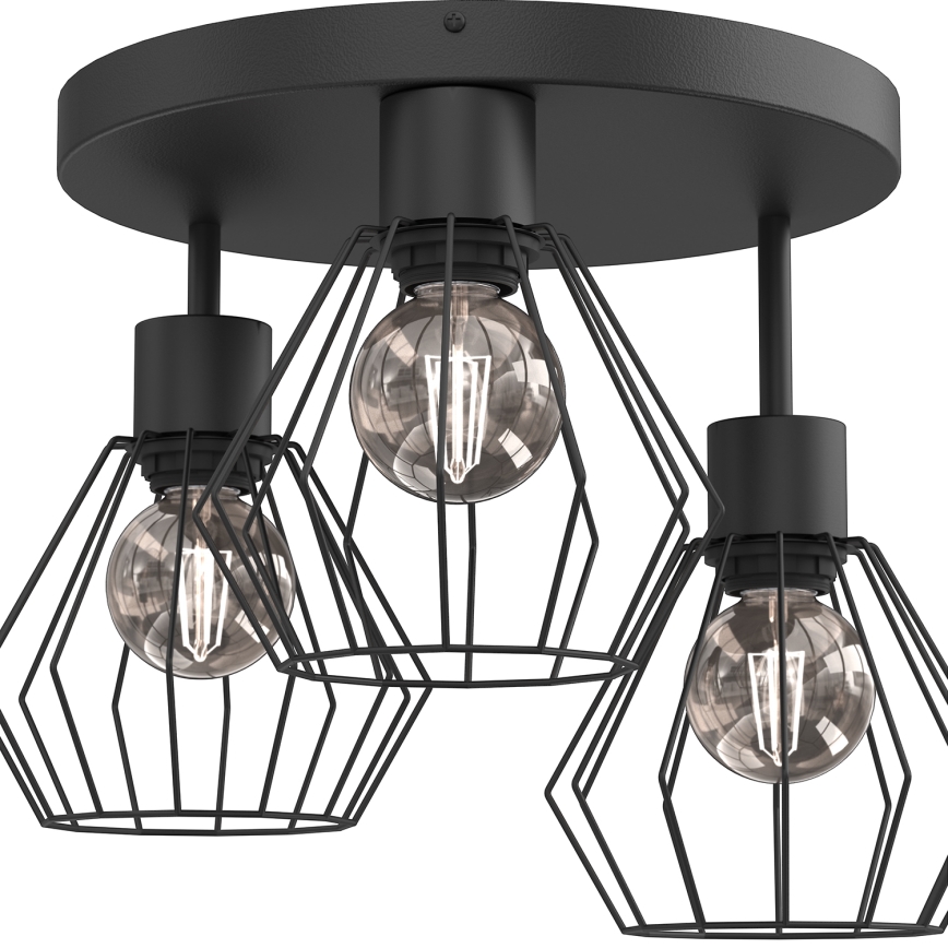 Griestu lampa PARKLA 3xE27/15W/230V melna